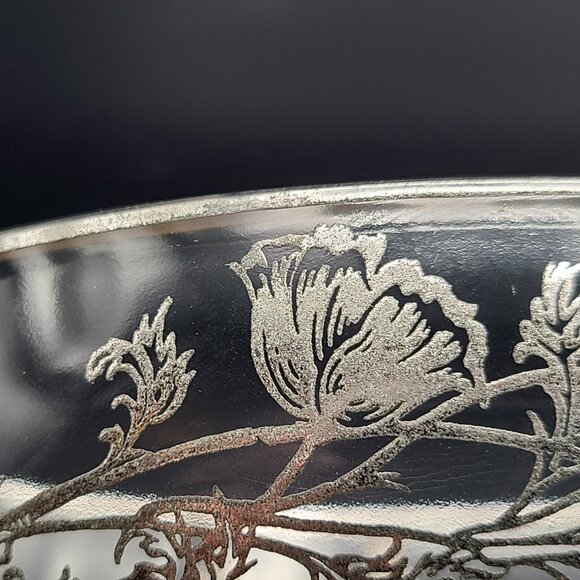 Viking Glass Flowerlite Flanders Scroll Silver Overlay Oval Flower Candle Frog - Picture 16 of 16